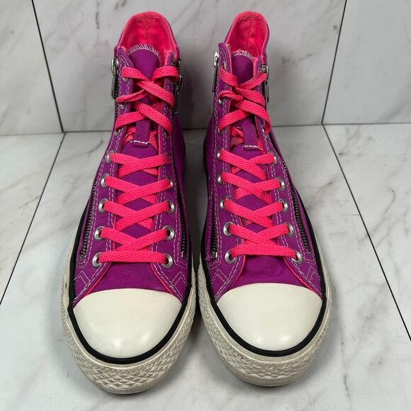 Converse CTAS High Top Womens Size 10 Purple Double Zip Canvas Sneakers Shoes - Picture 4 of 8